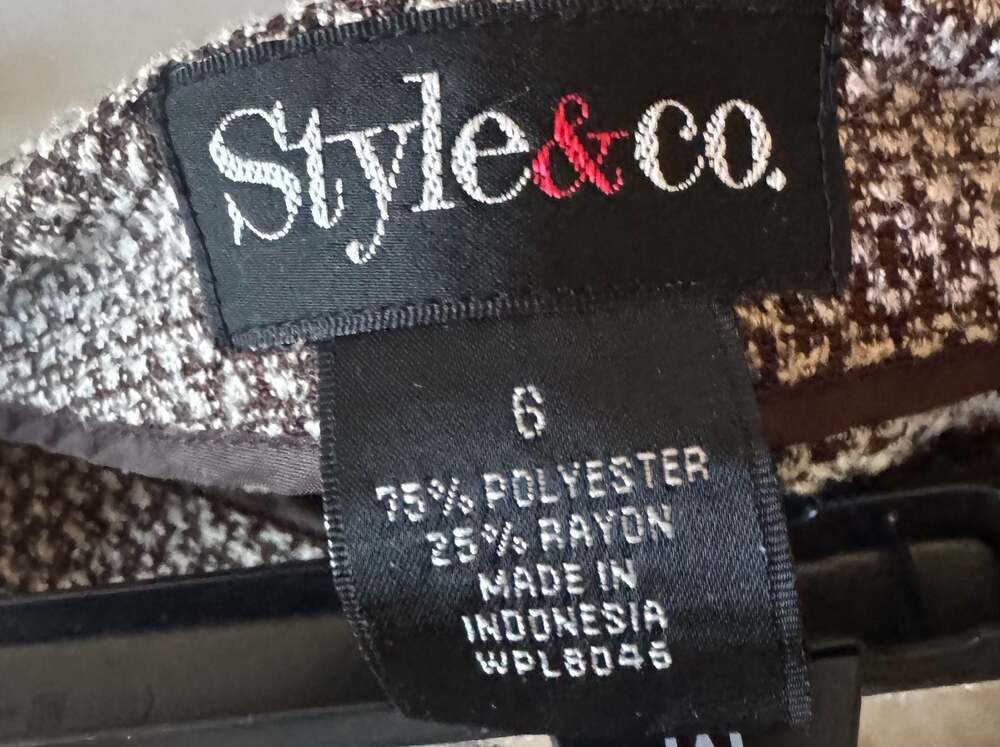 Style & Co. Brown Textured Tweed Ruffle Hem Skirt Size 6 - Picture 7 of 7
